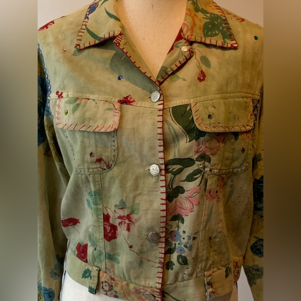Cute Rona’s Floral Embellished Jacket Made In India Medium 100% Cotton